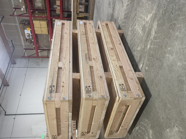 Stacked low-profile crates — shop-built